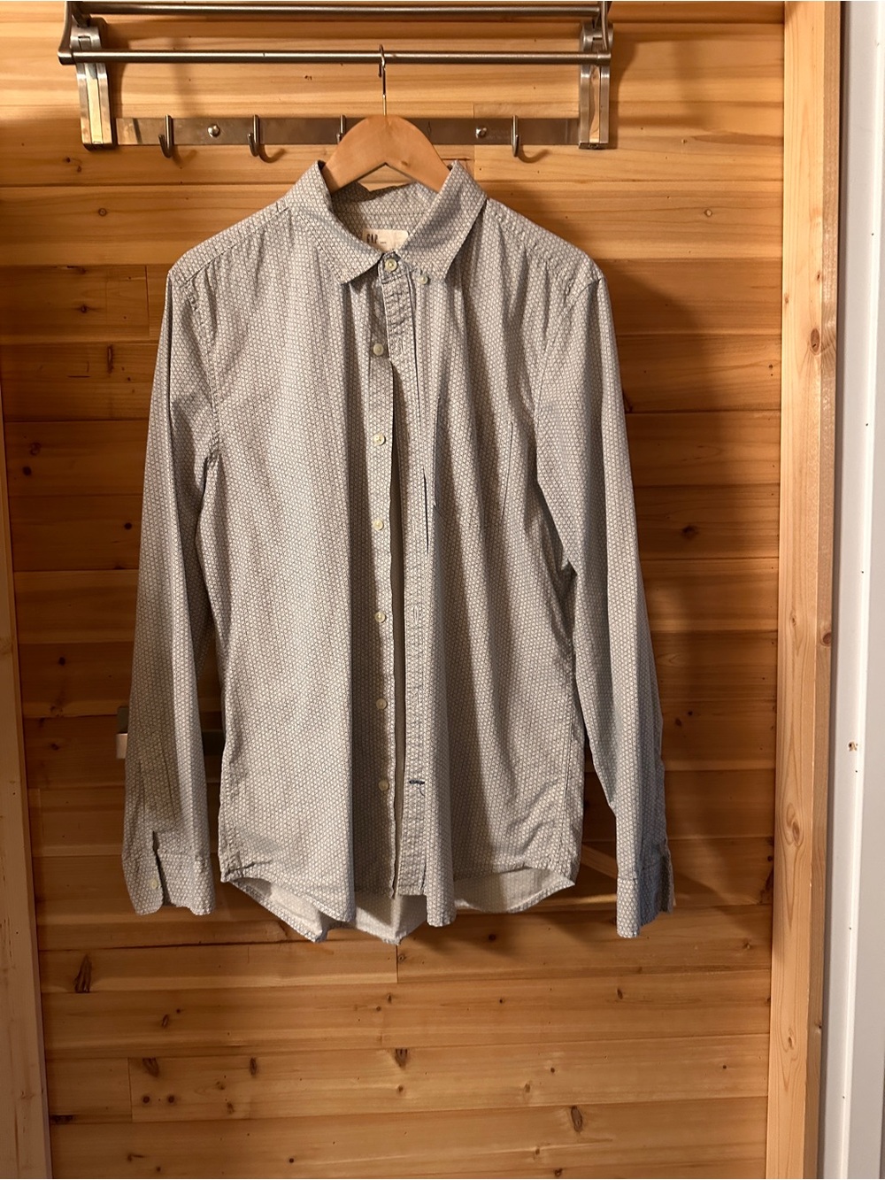 GAP Men's Light Blue Micro Dot Button-Down Shirt